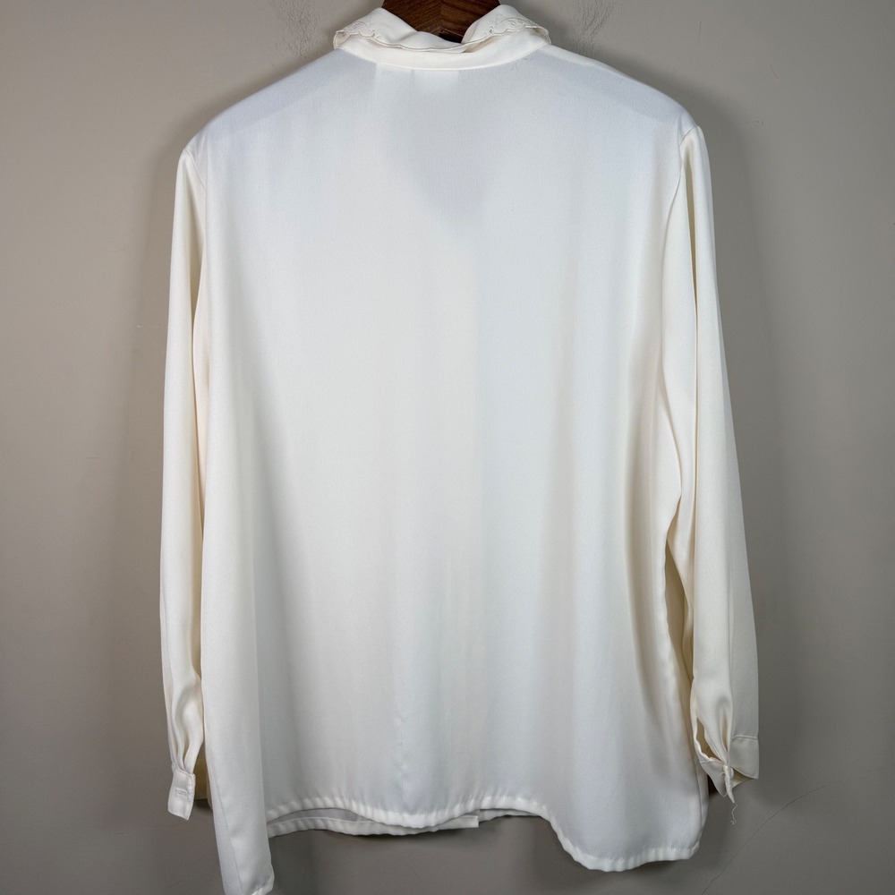 Koret Cream Embroidered Collar Front Placket 18W Button Down Dress Shirt 18W - Picture 2 of 12